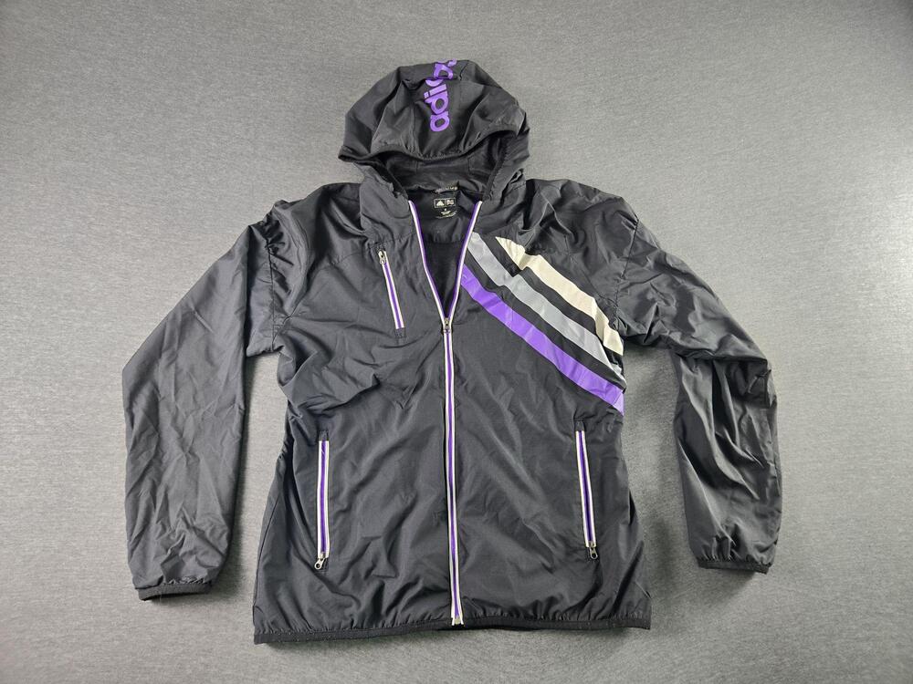 Adidas Golf Jacket Mens Medium Black Colorblock Hooded Lightweight Windbreaker